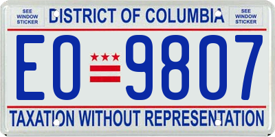 DC license plate EO9807