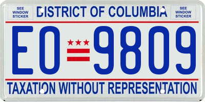 DC license plate EO9809