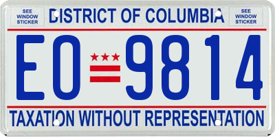 DC license plate EO9814