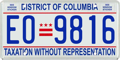 DC license plate EO9816