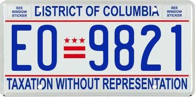 DC license plate EO9821