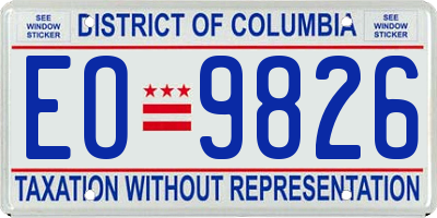 DC license plate EO9826