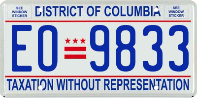 DC license plate EO9833