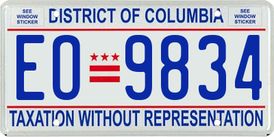 DC license plate EO9834