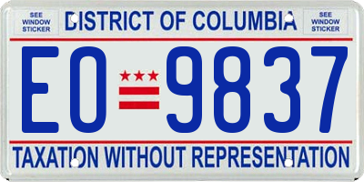 DC license plate EO9837