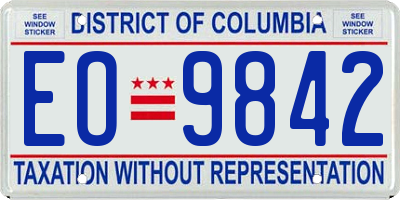 DC license plate EO9842