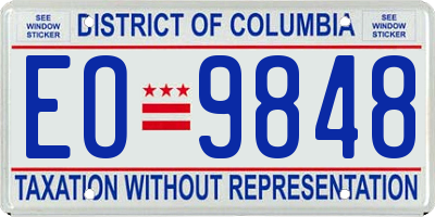 DC license plate EO9848