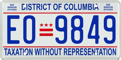 DC license plate EO9849