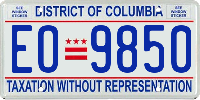 DC license plate EO9850