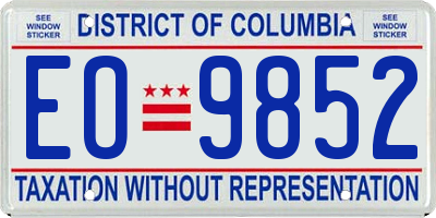 DC license plate EO9852