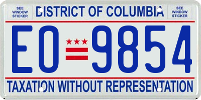 DC license plate EO9854