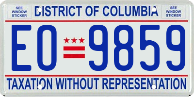 DC license plate EO9859