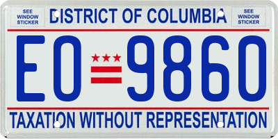 DC license plate EO9860