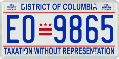 DC license plate EO9865