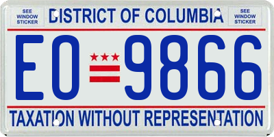 DC license plate EO9866