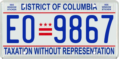 DC license plate EO9867