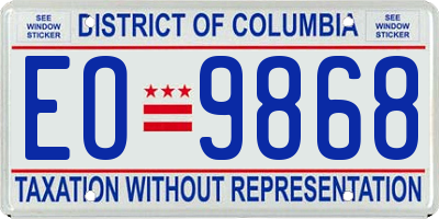 DC license plate EO9868