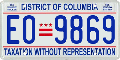 DC license plate EO9869