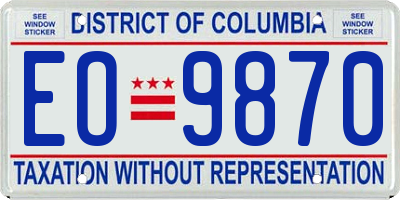 DC license plate EO9870