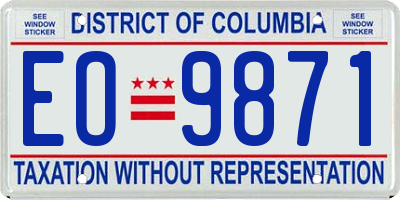 DC license plate EO9871