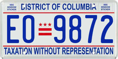 DC license plate EO9872