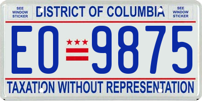 DC license plate EO9875