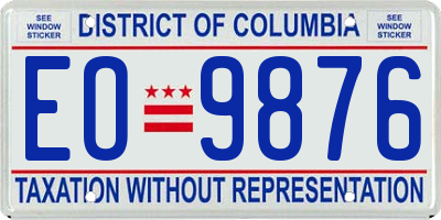 DC license plate EO9876
