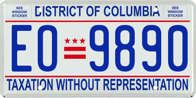 DC license plate EO9890