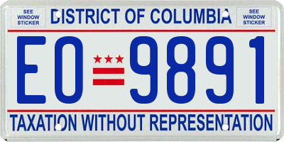 DC license plate EO9891