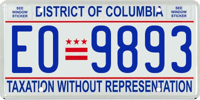 DC license plate EO9893