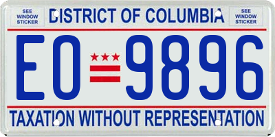DC license plate EO9896