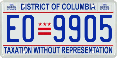 DC license plate EO9905