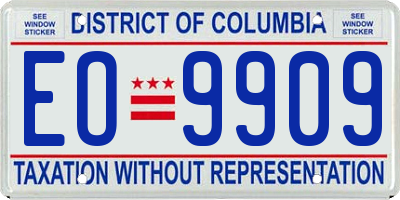 DC license plate EO9909