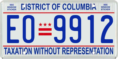 DC license plate EO9912