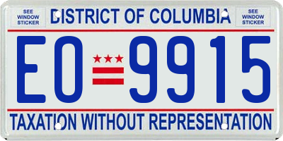 DC license plate EO9915