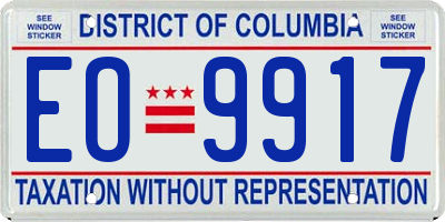 DC license plate EO9917