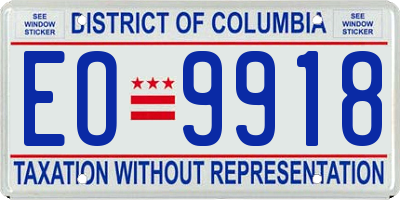 DC license plate EO9918