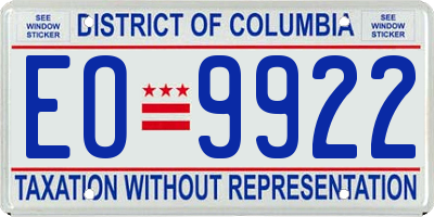 DC license plate EO9922