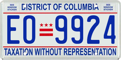 DC license plate EO9924