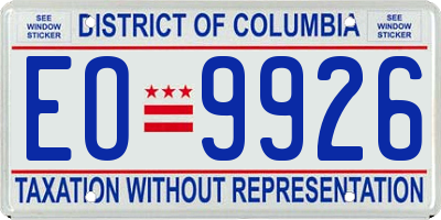 DC license plate EO9926