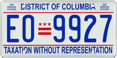 DC license plate EO9927