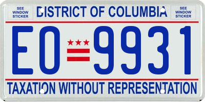 DC license plate EO9931