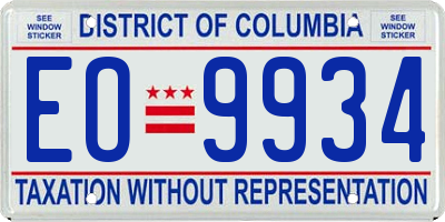 DC license plate EO9934