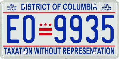 DC license plate EO9935