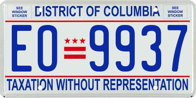 DC license plate EO9937
