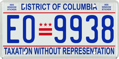 DC license plate EO9938