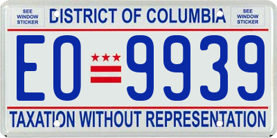 DC license plate EO9939