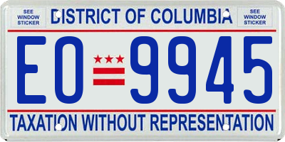 DC license plate EO9945