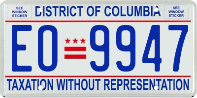 DC license plate EO9947