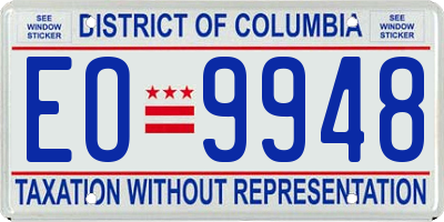 DC license plate EO9948